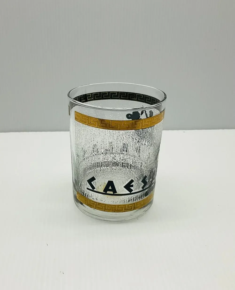 Vintage Caesars Palace Las Vegas Lowball Rocks Whiskey Glass 22K Gold